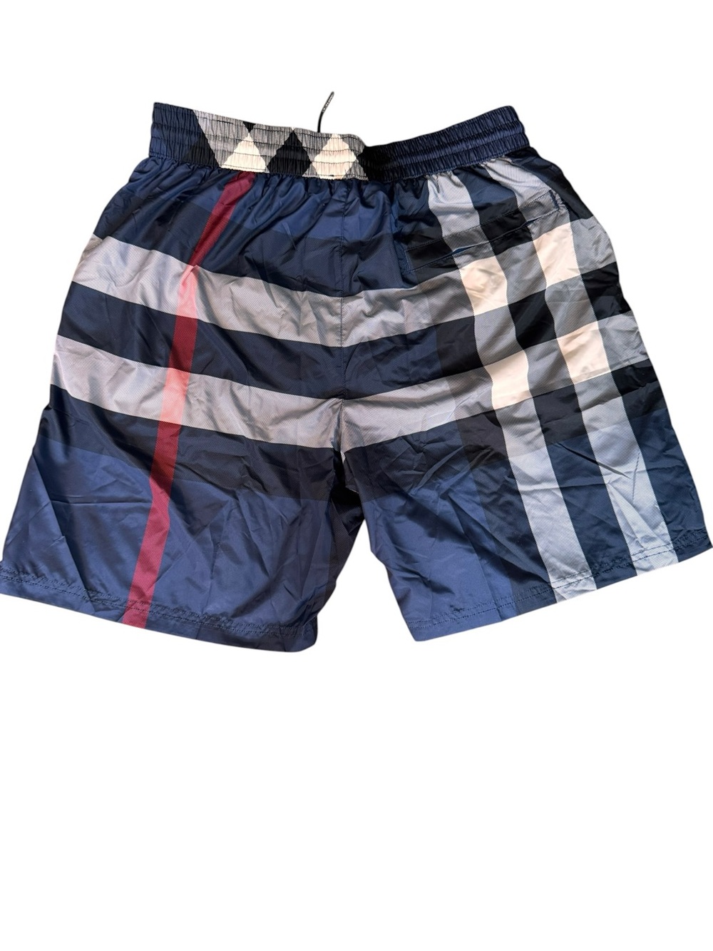 Burberry Navy, White and Red Plaid Men’s Swim Trunks - Picture 2 of 4